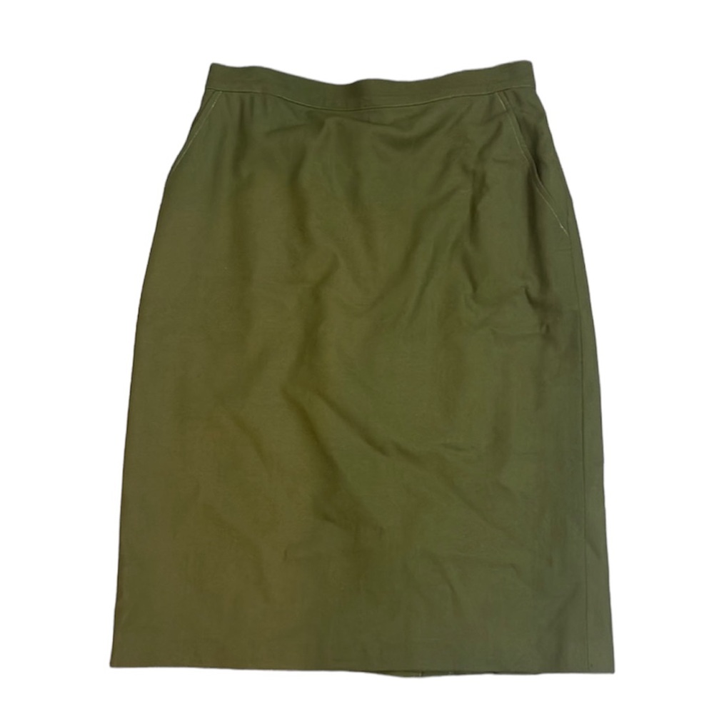 Vintage Giorgio Sant’Angelo Green Wool Skirt Midi Size 14